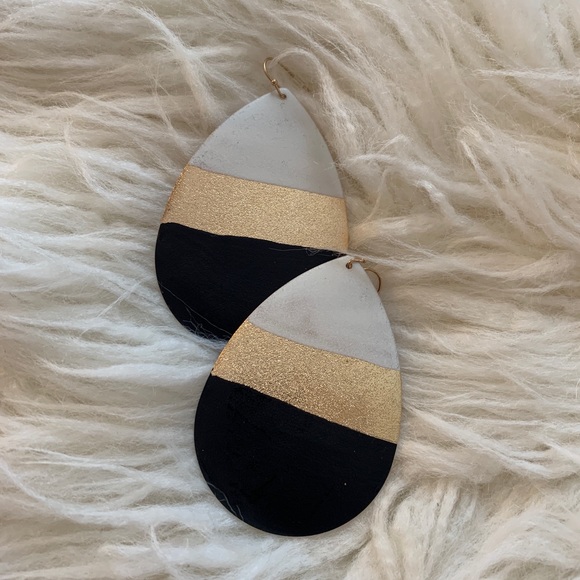 Handpainted Tear Drop Earrings - Picture 2 of 5